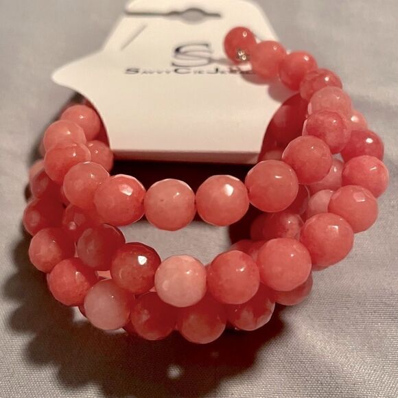 NWT Coral Agate Wrap Beaded Bracelet - Picture 6 of 7